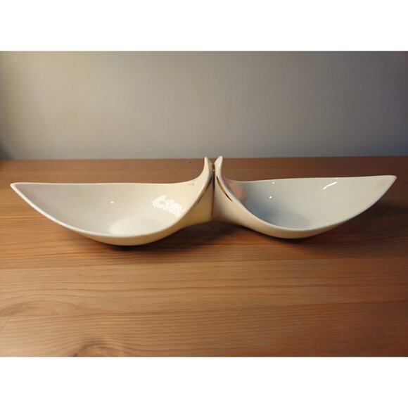 Vintage Lenox Made in USA Double Serving Bowl – Mid Century Porcelain - Picture 2 of 5